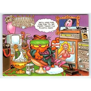 Garfield In Sunglasses Fun Fun Postcard Signed Jim Davis Comic Cat 1978 Unused